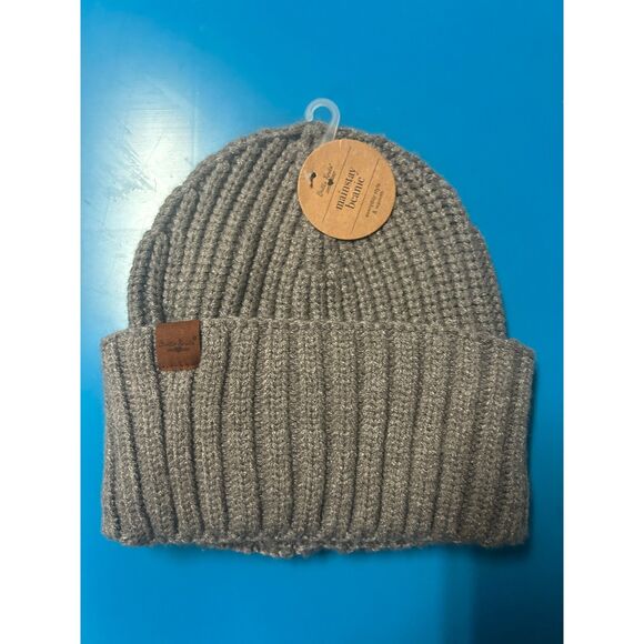 Mainstay Knit Beanie Ribbed Winter Hat Olive Green One Size - Picture 1 of 3